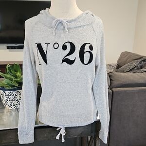 H&M Light Gray Hooded Pullover with Black N°26 Print